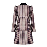 Wicked (2024) Elphaba Black Stripe Dress Jacket Set Outfits Cosplay Costume